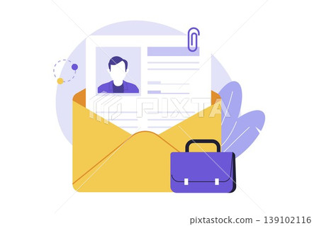 Illustration of Job Application Email with CV Resume Document Illustration of Job Application Email with CV Resume Document 139102116