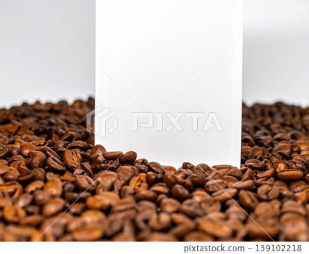Roasted coffee beans with coffee package mockup Roasted coffee beans with coffee package mockup 139102218