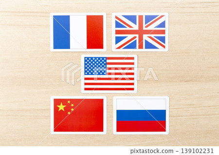 Flag cards of permanent members of the Security Council Flag cards of permanent members of the Security Council 139102231