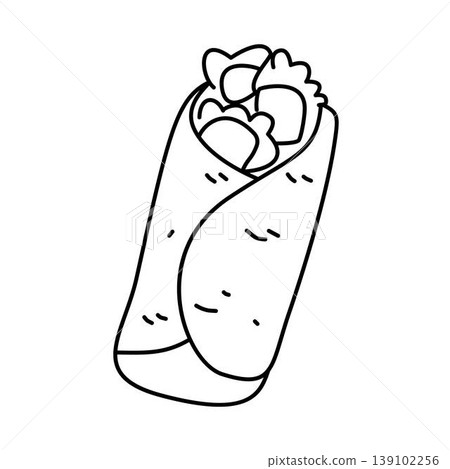 outline illustration of a burrito wrap outline illustration of a burrito wrap 139102256