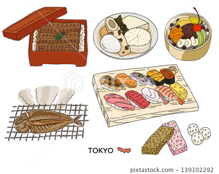 東京美食套餐 | 壽司、鰻魚飯、關東煮、紅豆沙甜點、腐魚 139102292