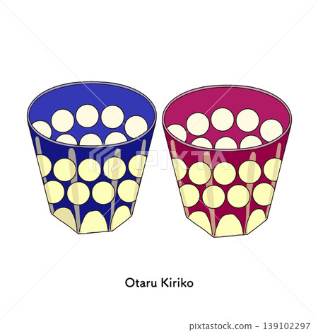 Otaru Kiriko Glass Set | Blue & Red Japanese-style Glassware Otaru Kiriko Glass Set | Blue & Red Japanese-style Glassware 139102297