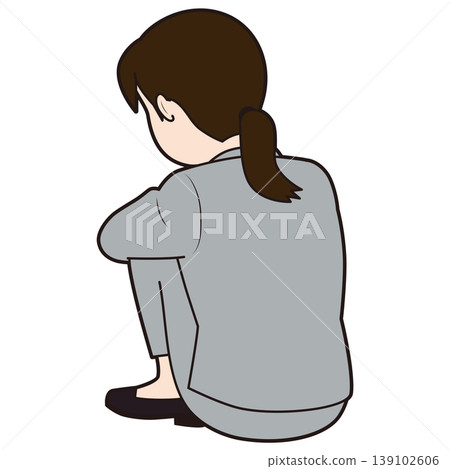 一位女企業家抱著膝蓋 一位女企業家抱著膝蓋 139102606