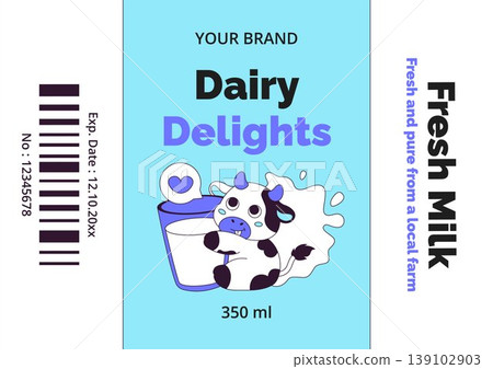 Social Milk Day Flat Cartoon Hand Drawn Product Label Background Illustration Template 139102903