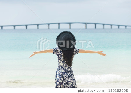 A woman traveling to Miyako Island A woman traveling to Miyako Island 139102908