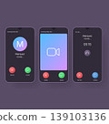 Modern smartphone incoming call screens with voice and video interface 139103136