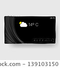 Tablet home screen interface with weather widget minimalist design 139103150