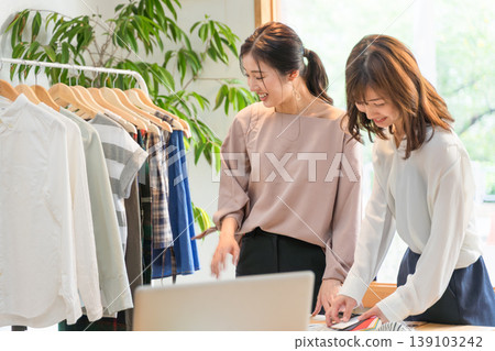 Apparel Business woman meeting with color samples Apparel Business woman meeting with color samples 139103242