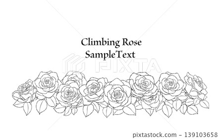 Hand-drawn rose line art frame illustration Hand-drawn rose line art frame illustration 139103658