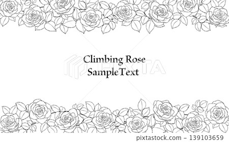 Hand-drawn rose line art frame illustration Hand-drawn rose line art frame illustration 139103659