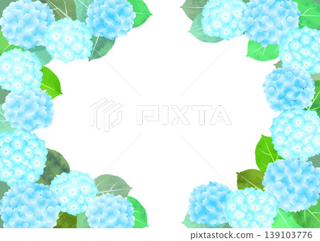 水彩風格繡球花畫框 - 藍色 139103776