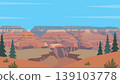 Silent Horizons Grand Canyon Flat Design Illustration 139103778
