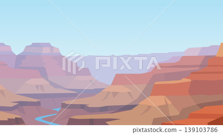 Winding Memory Grand Canyon Flat Design Illustration 139103786