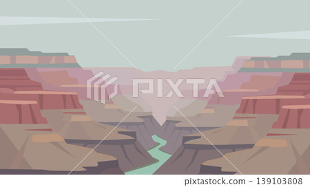 Fog Drift Grand Canyon Flat Design Illustration 139103808