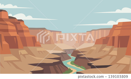 Ancient Route Grand Canyon Flat Design Illustration 139103809