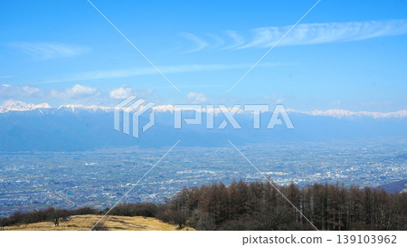 從高峠高原眺望松本地區和北阿爾卑斯山脈 從高峠高原眺望松本地區和北阿爾卑斯山脈 139103962