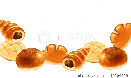 甜麵包、麵包店、背景框、水彩插圖 139104259