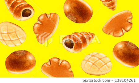 甜麵包、麵包店、背景圖案、水彩插圖 139104261