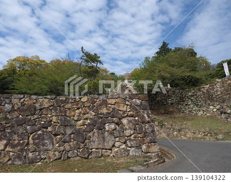 The rough-hewn stone walls remaining at the Sumoto Castle ruins on Awaji Island, a historical site surrounded by fresh greenery. The rough-hewn stone walls remaining at the Sumoto Castle ruins on Awaji Island, a historical site surrounded by fresh greenery. 139104322