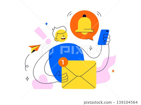 Notification System Vector Illustration with Mobile Alerts Messages Icons User Interaction and Digital Communication Design In Clean Modern Style Notification System Vector Illustration with Mobile Alerts Messages Icons User Interaction and Digital Communication Design In Clean Modern Style 139104564