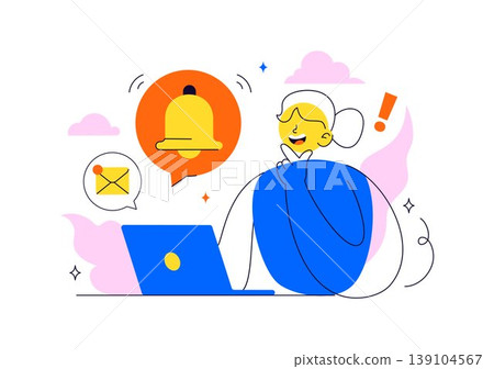 Notification System Vector Illustration with Mobile Alerts Messages Icons User Interaction and Digital Communication Design In Clean Modern Style Notification System Vector Illustration with Mobile Alerts Messages Icons User Interaction and Digital Communication Design In Clean Modern Style 139104567