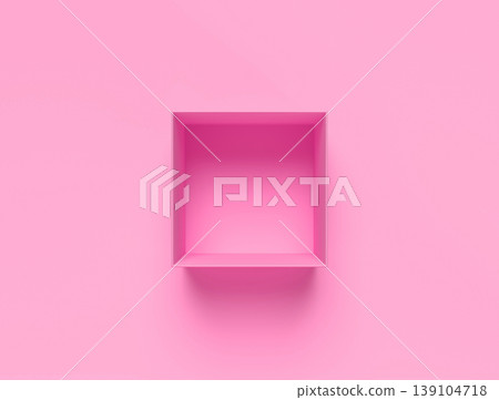 3D render of open empty pink square box 3D render of open empty pink square box 139104718