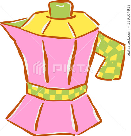 Preppy Pink Coffee Moka Pot Whimsical Hand Drawn Preppy Pink Coffee Moka Pot Whimsical Hand Drawn 139104912
