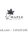 Maple leaf logo design vintage style graphic illustration template 139105106