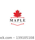 Maple leaf logo design vintage style graphic illustration template 139105108