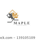Maple leaf logo design vintage style graphic illustration template 139105109