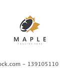Maple leaf logo design vintage style graphic illustration template 139105110