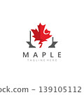 Maple leaf style logo simple design graphic illustration 139105112