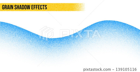 Blue noise grain dots wave background. Smooth flowing stipple texture wave with gradient grain shadow effect. Vector noise grain wave for modern graphic design background, poster and art print Blue noise grain dots wave background. Smooth flowing stipple texture wave with gradient grain shadow effect. Vector noise grain wave for modern graphic design background, poster and art print 139105116