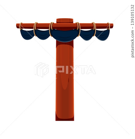 Pirate font cartoon sail ship mast letter T. Pirate nautical font element, piracy treasure hunt type vector letter. Corsair maritime typeset sign or symbol with black sail on vessel mast Pirate font cartoon sail ship mast letter T. Pirate nautical font element, piracy treasure hunt type vector letter. Corsair maritime typeset sign or symbol with black sail on vessel mast 139105132