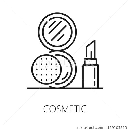 Allergen free icon for non food allergy pictogram of cosmetics, line vector. Cosmetic products icon for non food allergen free products or skin friendly cosmetics without allergy additives tag label 139105213