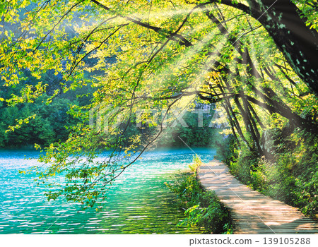 Walking trails in Plitvice Lakes National Park Walking trails in Plitvice Lakes National Park 139105288