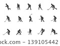 Bandy player silhouette set, Bandy player svg bundle, Winter sports player vectors. 139105442