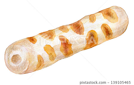 Watercolor illustration, hand-drawn illustration, image of chikuwa (fish cake). 139105465