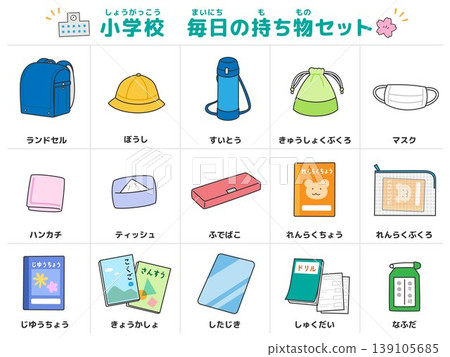 A set of everyday items for elementary school A set of everyday items for elementary school 139105685