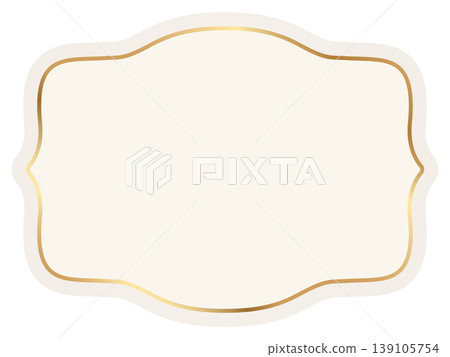 Template label with ornate gold frame in beige color. Vintage decorative tag with elegant border for handmade branding and rustic packaging. Vector design with blank space Template label with ornate gold frame in beige color. Vintage decorative tag with elegant border for handmade branding and rustic packaging. Vector design with blank space 139105754