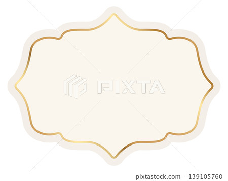 Vintage Muslim badge with decorated golden border. Elegant label and badge shape for certificate, wedding invitation. Template for patch, insignias, overlay. Vector illustration Vintage Muslim badge with decorated golden border. Elegant label and badge shape for certificate, wedding invitation. Template for patch, insignias, overlay. Vector illustration 139105760