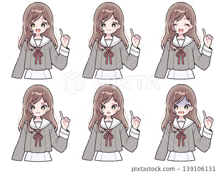 水手服國中女生表情套裝 B 水手服國中女生表情套裝 B 139106131