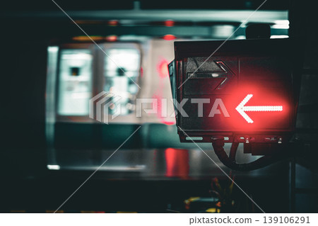 Arrow lights and passing trains Arrow lights and passing trains 139106291