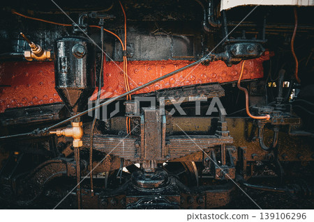 Steam locomotive undercarriage Steam locomotive undercarriage 139106296