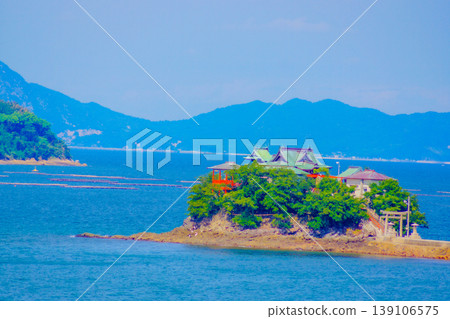 A shrine built on a small island A shrine built on a small island 139106575
