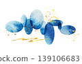 Blue abstract watercolor background with gold accents 139106683