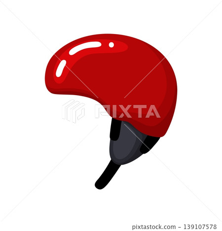 Red Ski Resort Helmet Side View Cartoon Vector 139107578