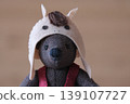 Teddy bear wearing a zodiac animal costume - Horse (close-up) 139107727