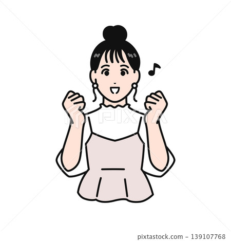 Simple vector illustration of a young woman with her hair styled in an updo. Simple vector illustration of a young woman with her hair styled in an updo. 139107768