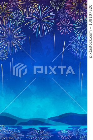 Colorful fireworks launched over the countryside (vertical background) Colorful fireworks launched over the countryside (vertical background) 139107820